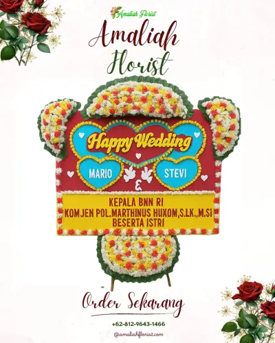 Karangan Papan Bunga Pernikahan di Maloku